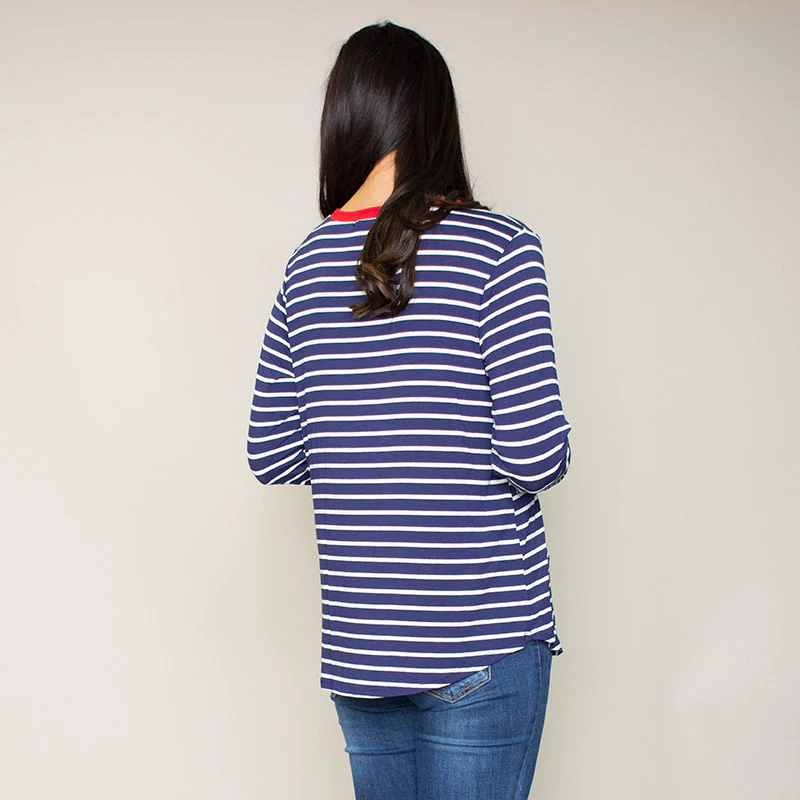 Katie Contrast Cuff Stripe Top (Cherry) - Image 9