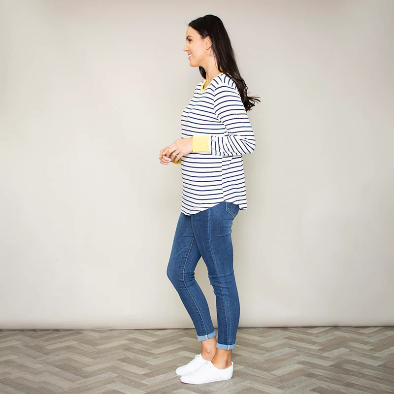 Katie Contrast Cuff Stripe Top (Dandelion) - Image 2