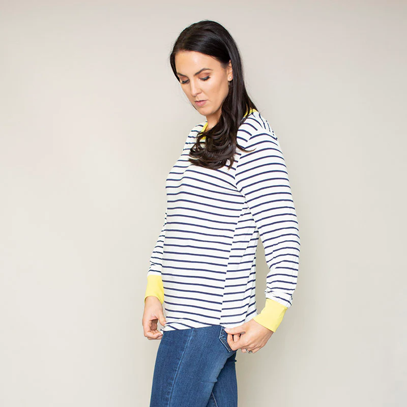 Katie Contrast Cuff Stripe Top (Dandelion) - Image 3