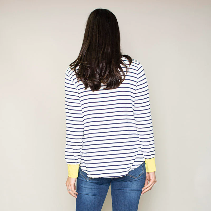 Katie Contrast Cuff Stripe Top (Dandelion) - Image 4