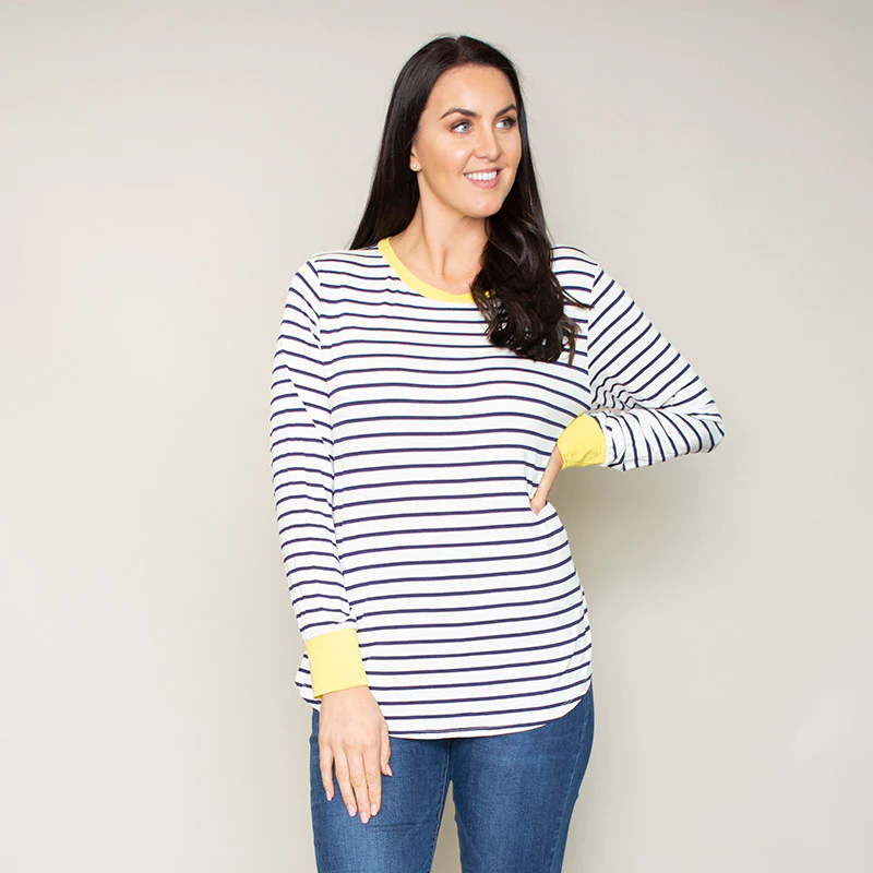 Katie Contrast Cuff Stripe Top (Dandelion) - Image 5