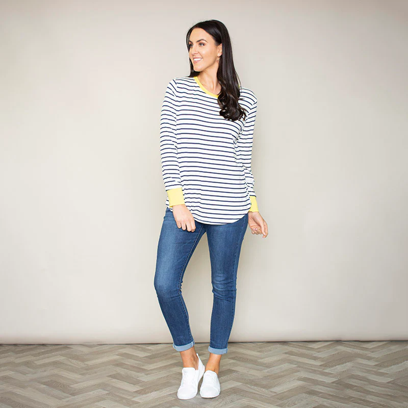 Katie Contrast Cuff Stripe Top (Dandelion) - Image 8