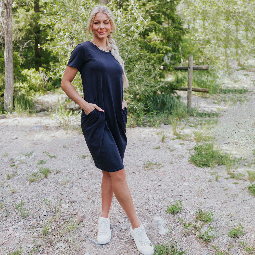 Kinsley T-Shirt Dress (Navy) - Image 2