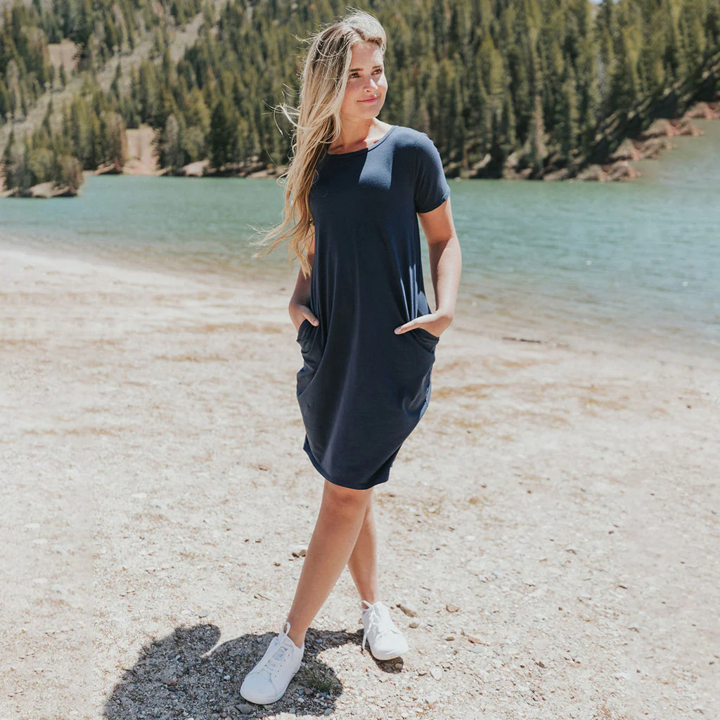 Kinsley T-Shirt Dress (Navy) - Image 9