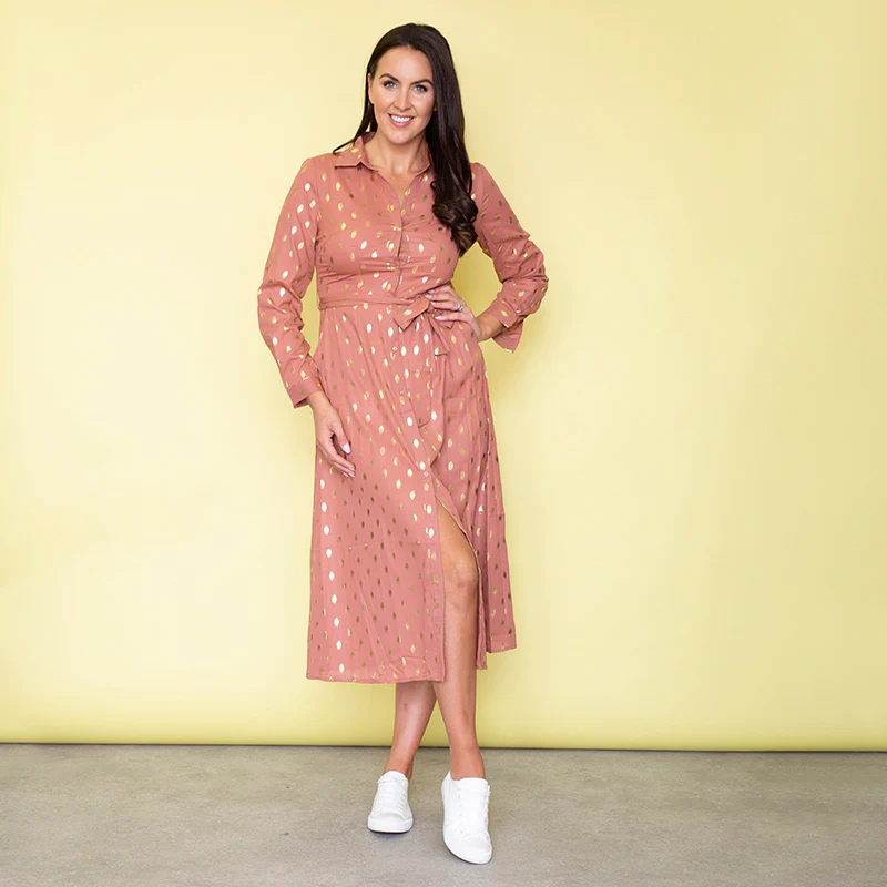 Cassie Shirt Midi Dress (Dusty Rose) - Image 9