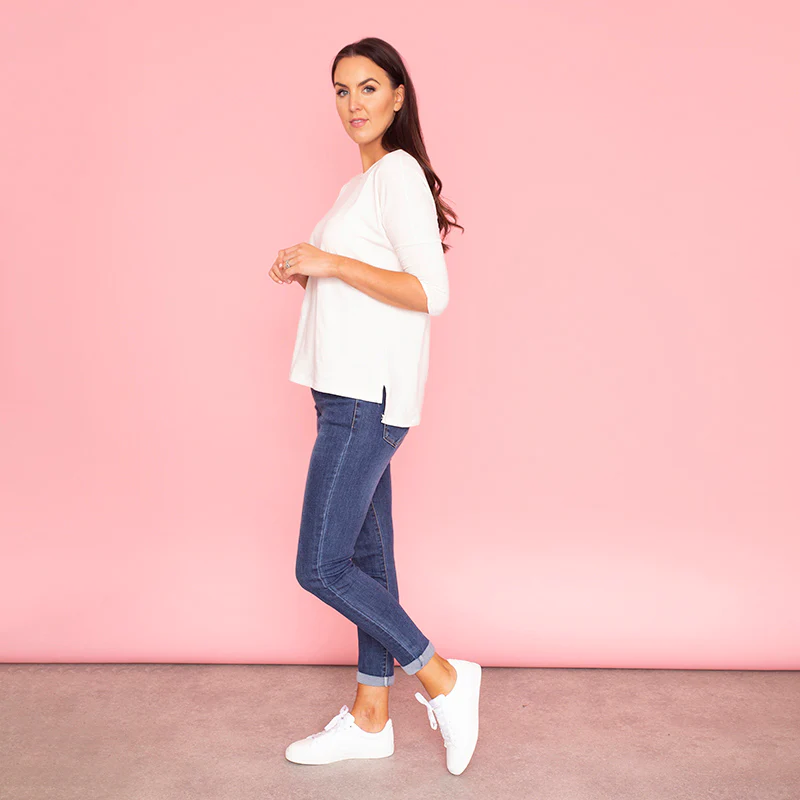 Pia Relaxed Fit Round Neck Top (Vanilla) - Image 2