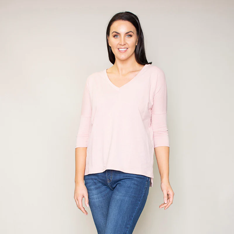 Perry Relaxed Fit V Neck Top (Blush) - Image 5