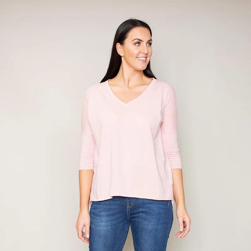 Perry Relaxed Fit V Neck Top (Blush) - Image 9