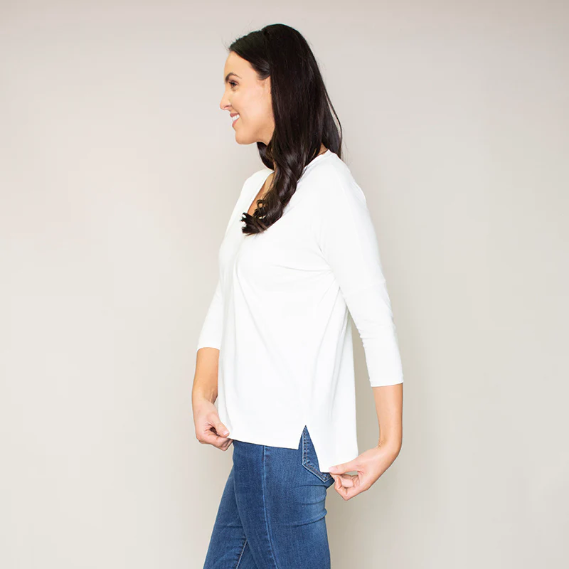 Perry Relaxed Fit V Neck (Vanilla) - Image 3
