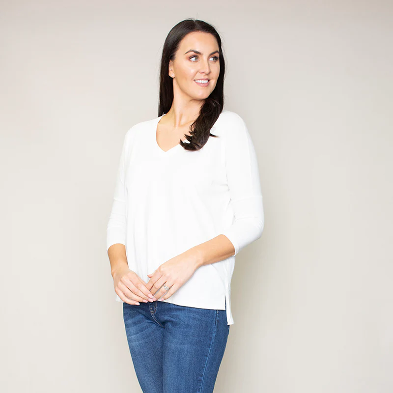 Perry Relaxed Fit V Neck (Vanilla) - Image 5