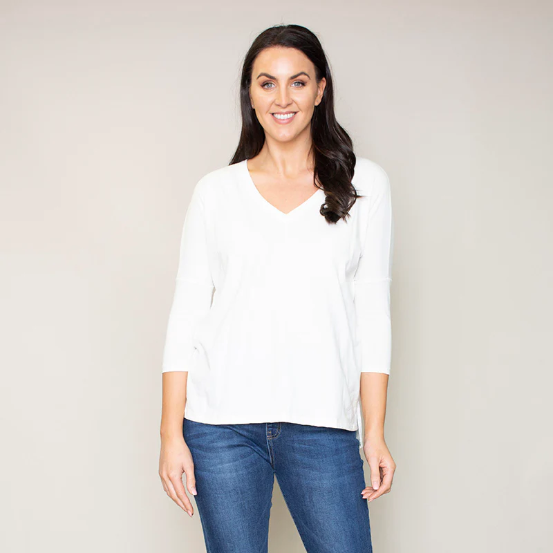 Perry Relaxed Fit V Neck (Vanilla) - Image 7