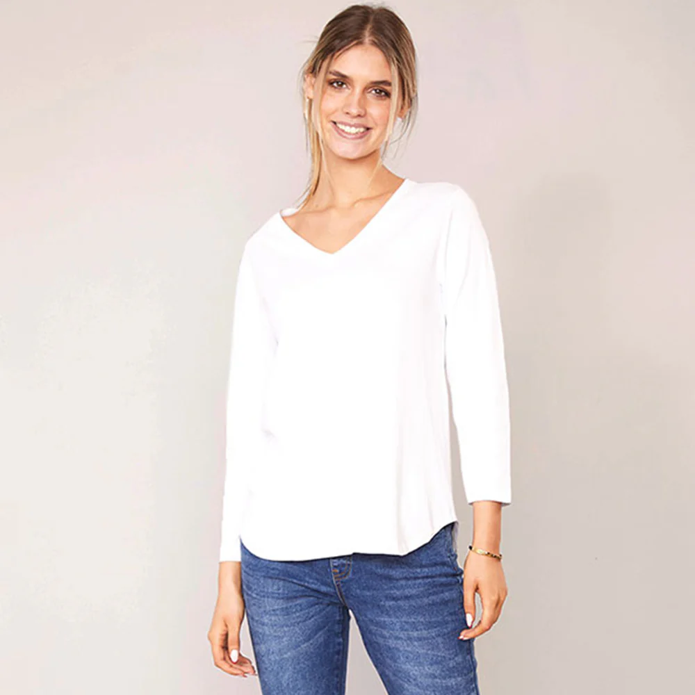 Lea Top V Neck (White)