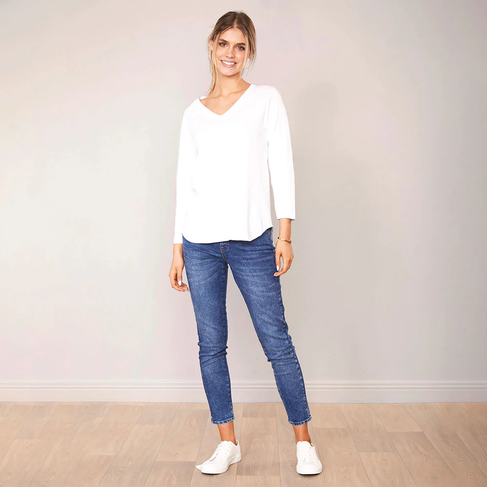 Lea Top V Neck (White) - Image 2