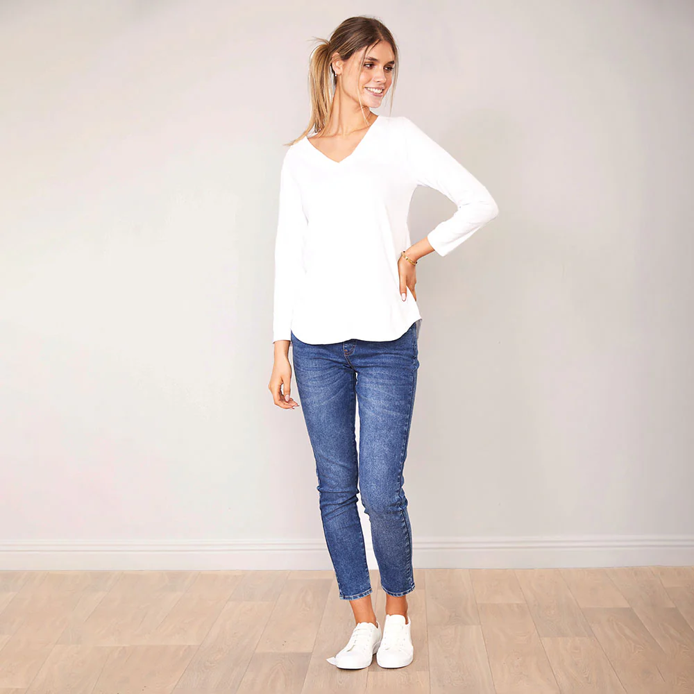 Lea Top V Neck (White) - Image 3