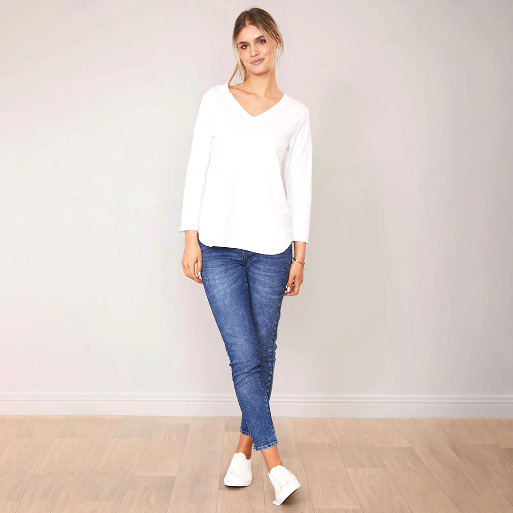 Lea Top V Neck (White) - Image 7