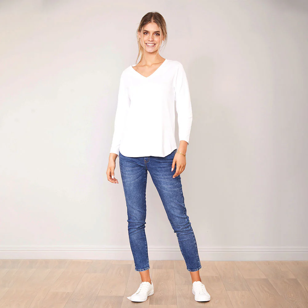 Lea Top V Neck (White) - Image 8