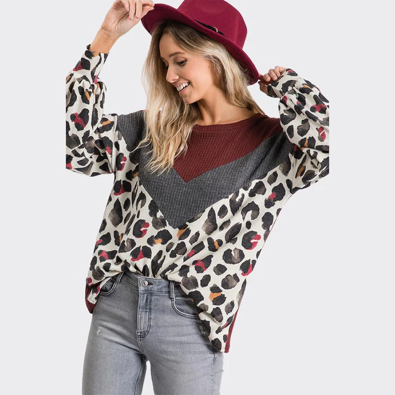 Leah Leopard Jumper Burgundy - Image 10