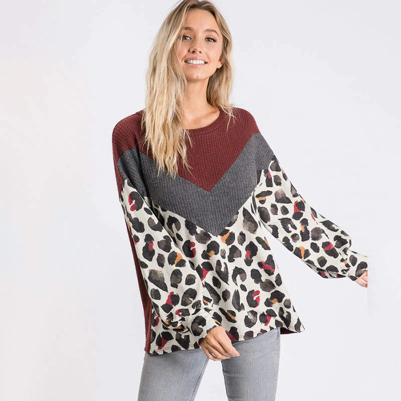 Leah Leopard Jumper Burgundy - Image 3