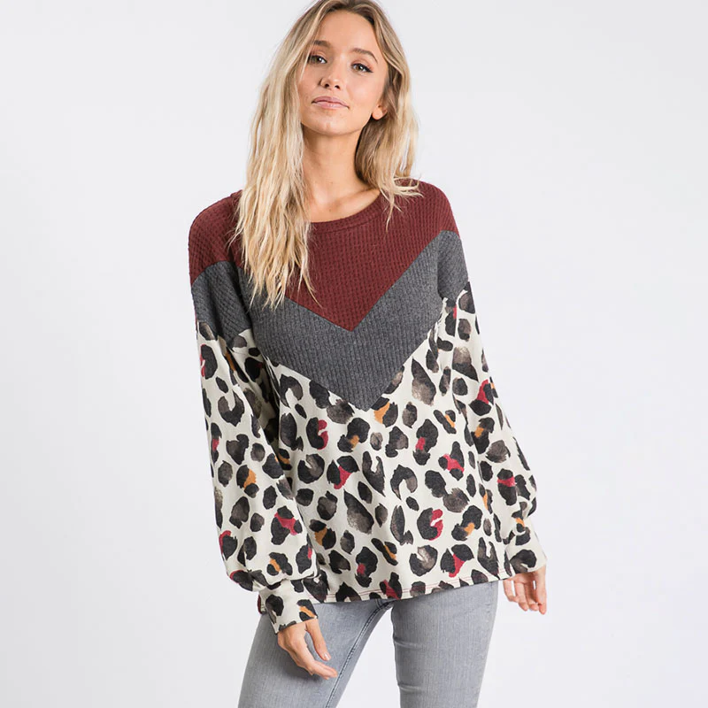 Leah Leopard Jumper Burgundy - Image 4