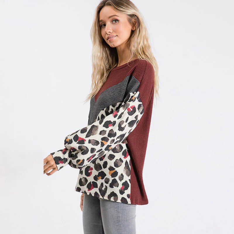 Leah Leopard Jumper Burgundy - Image 5