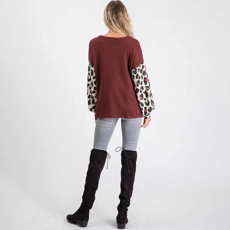Leah Leopard Jumper Burgundy - Image 7
