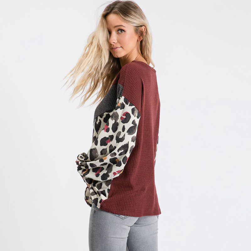 Leah Leopard Jumper Burgundy - Image 8