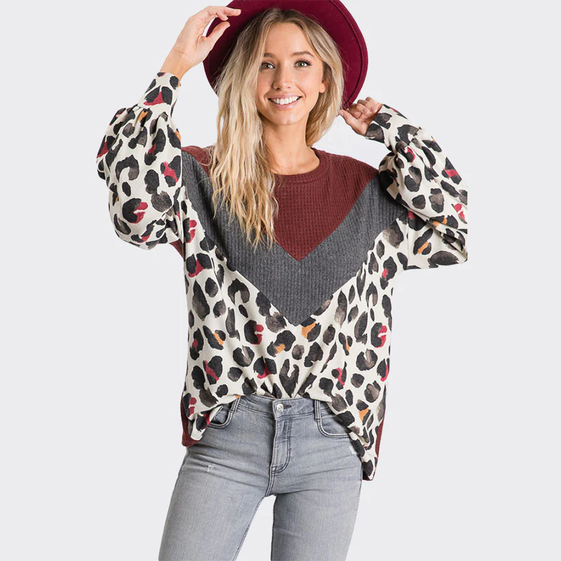 Leah Leopard Jumper Burgundy - Image 9
