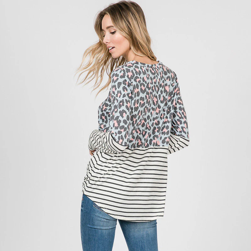 Leo Leopard Stripe Knot Top Mint - Image 10