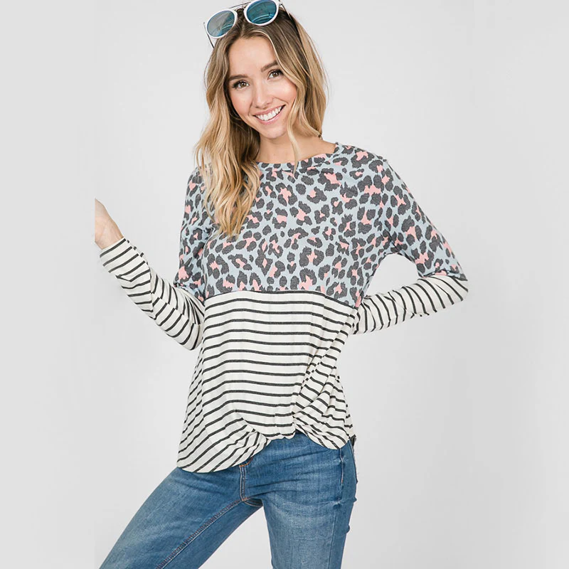 Leo Leopard Stripe Knot Top Mint - Image 3