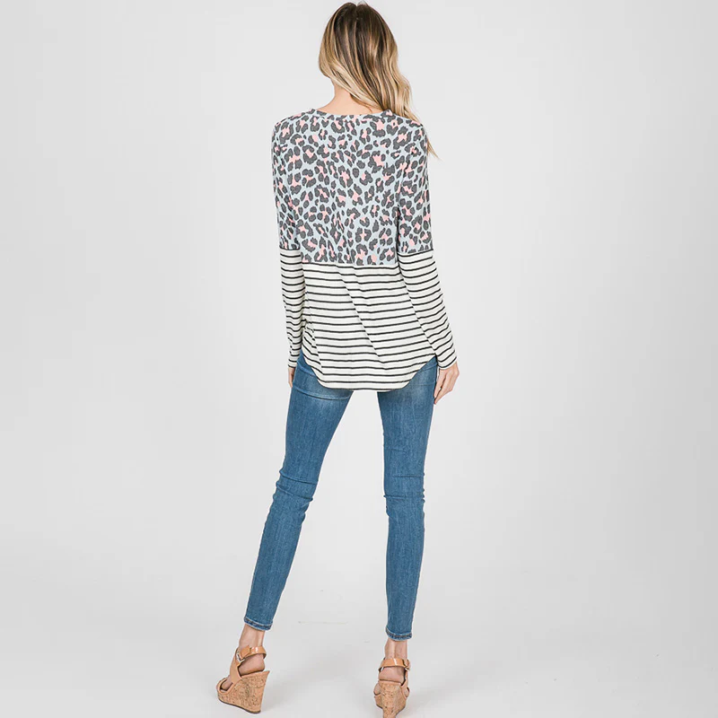 Leo Leopard Stripe Knot Top Mint - Image 9
