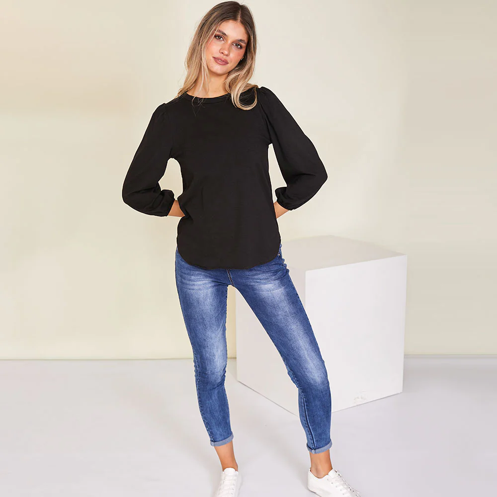 Leon Crew Neck Top (Black) - Image 2