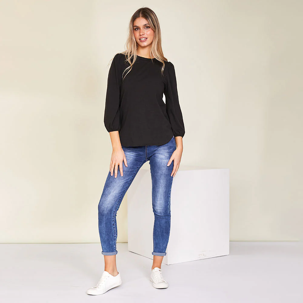 Leon Crew Neck Top (Black) - Image 4