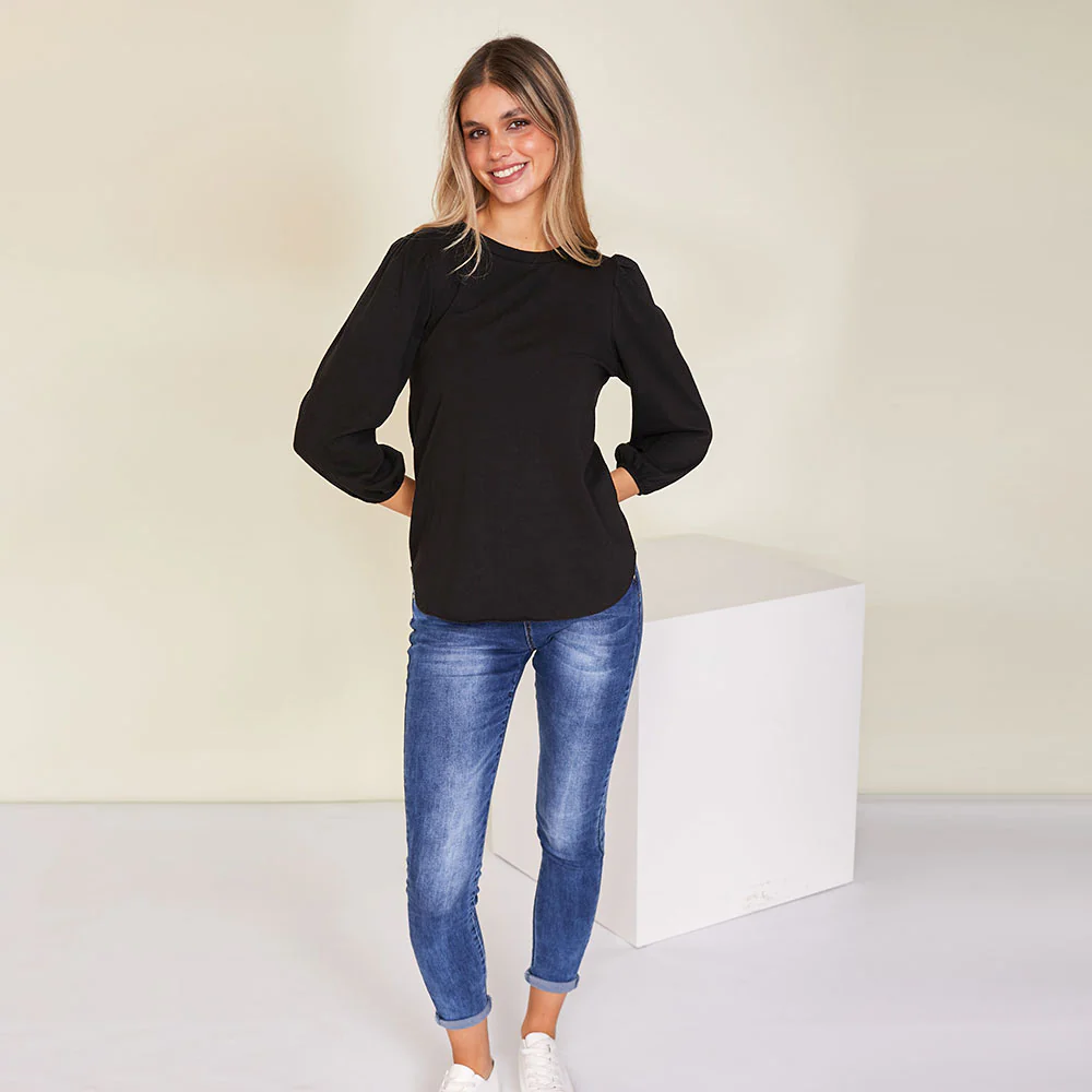 Leon Crew Neck Top (Black) - Image 5