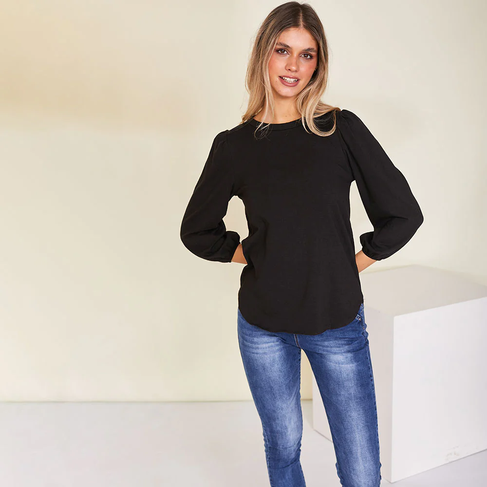 Leon Crew Neck Top (Black) - Image 7