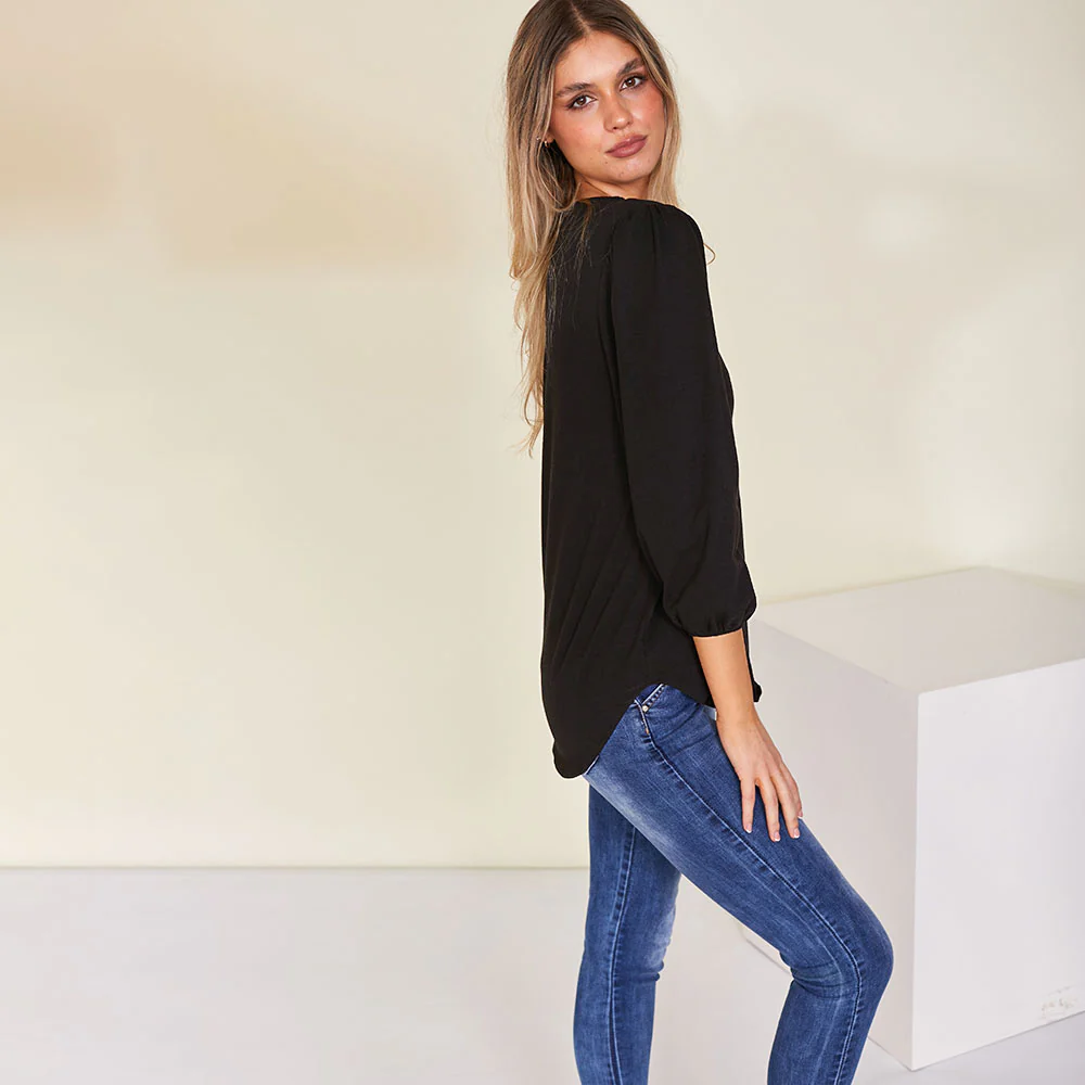 Leon Crew Neck Top (Black) - Image 8