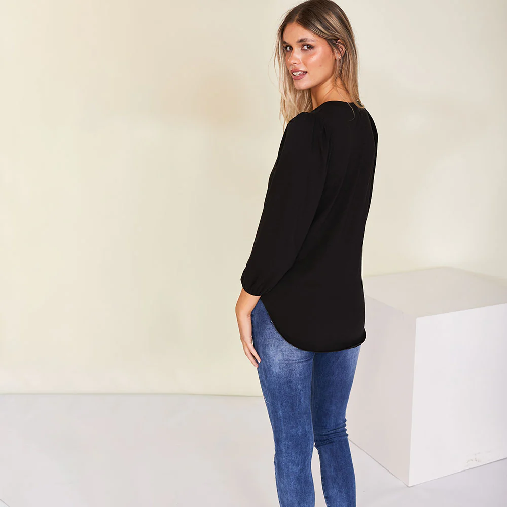 Leon Crew Neck Top (Black) - Image 9