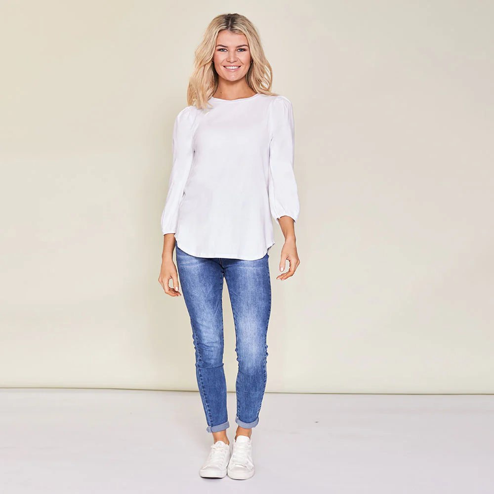Leon Crew Neck Top (White) - Image 3