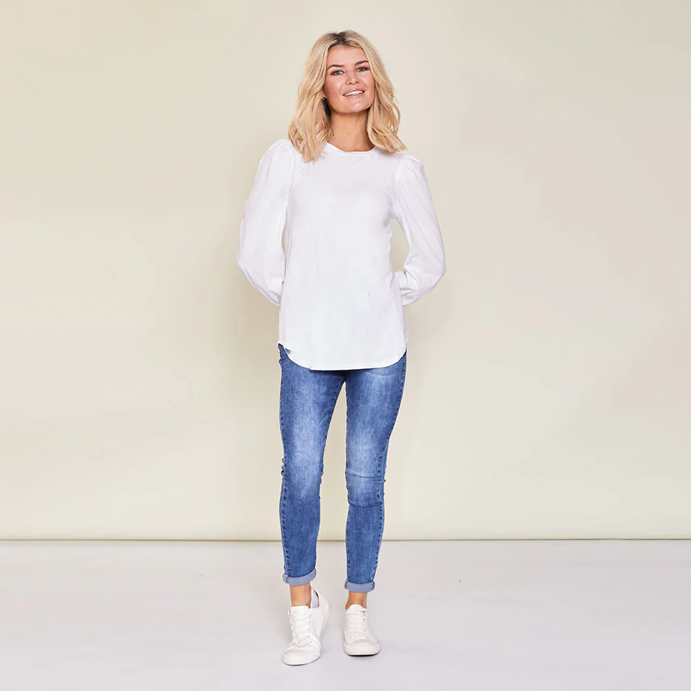 Leon Crew Neck Top (White) - Image 4