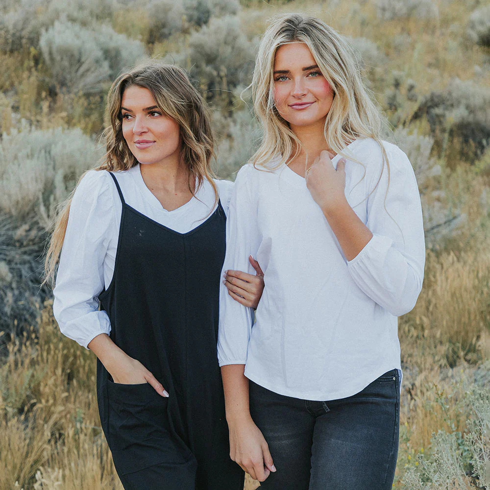 Leon V Neck Top (White) - Image 7