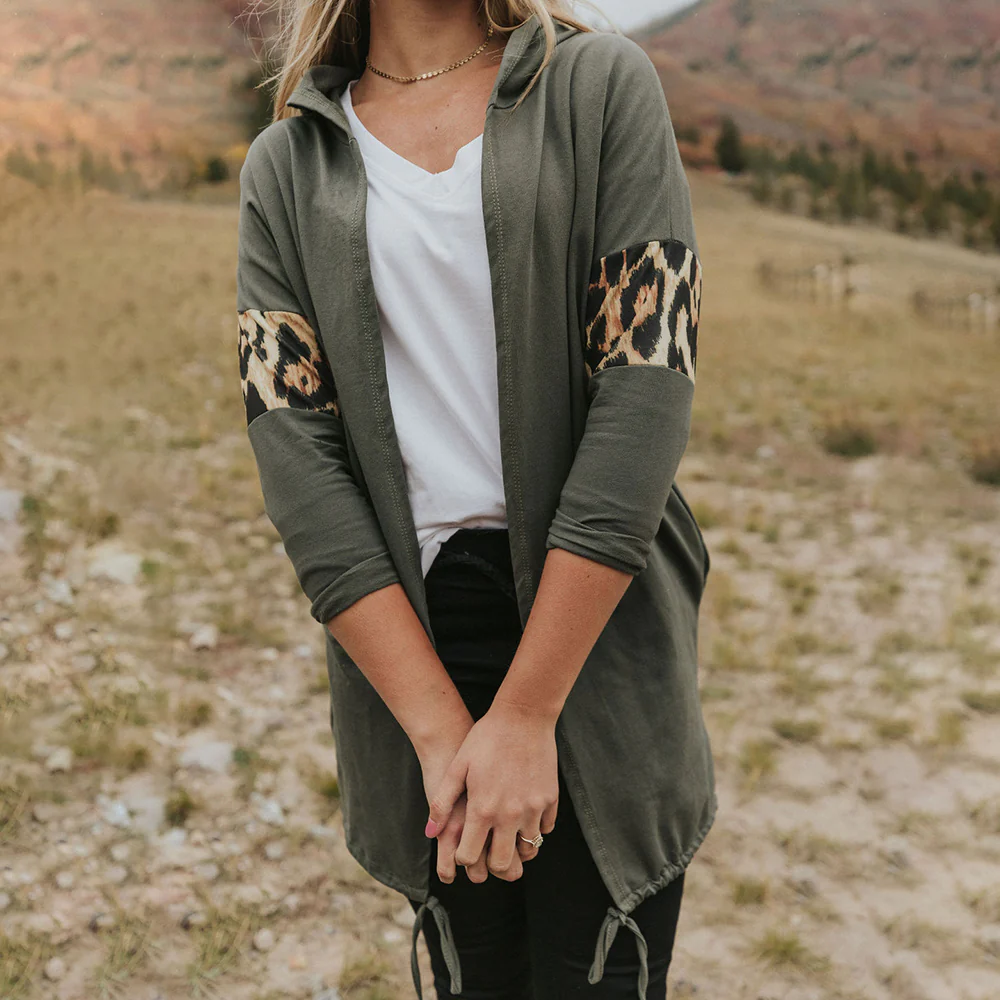 Rosie Leopard Hoody (Khaki) - Image 3