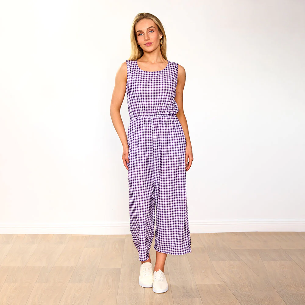 Lottie Jumpsuit (Purple Checkered) - Image 3