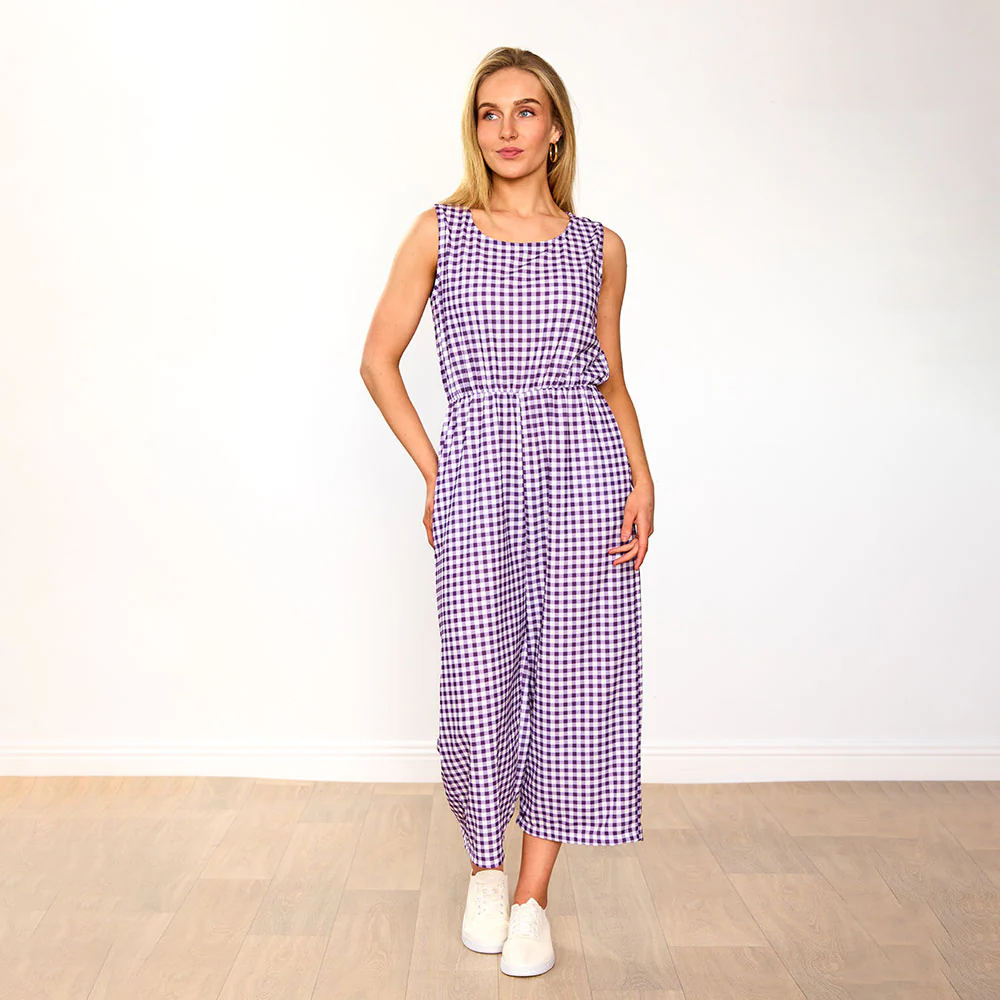 Lottie Jumpsuit (Purple Checkered) - Image 4