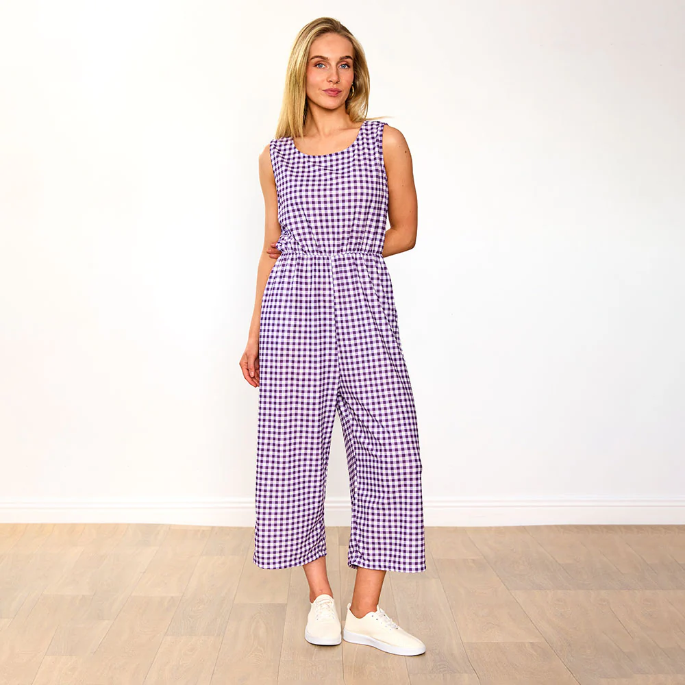 Lottie Jumpsuit (Purple Checkered) - Image 5