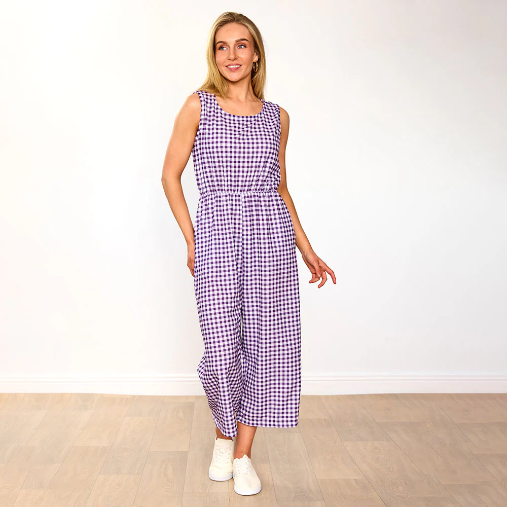 Lottie Jumpsuit (Purple Checkered) - Image 6
