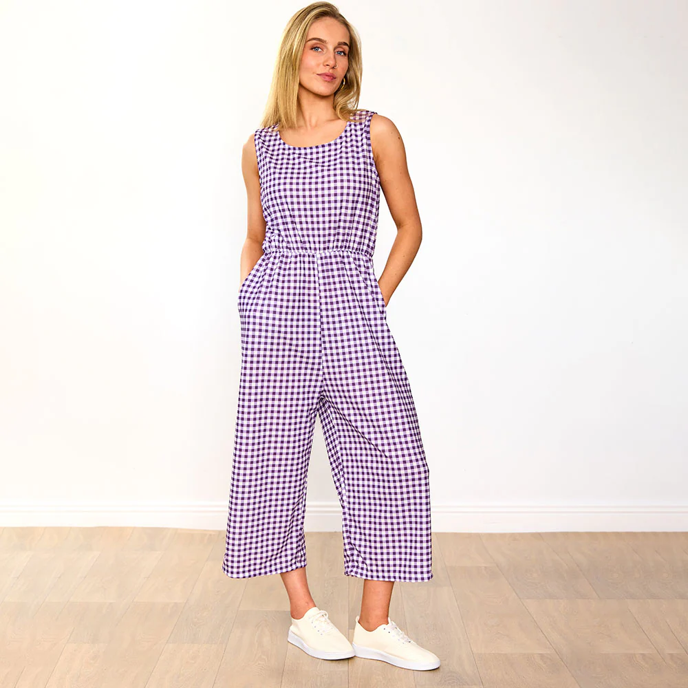 Lottie Jumpsuit (Purple Checkered) - Image 8