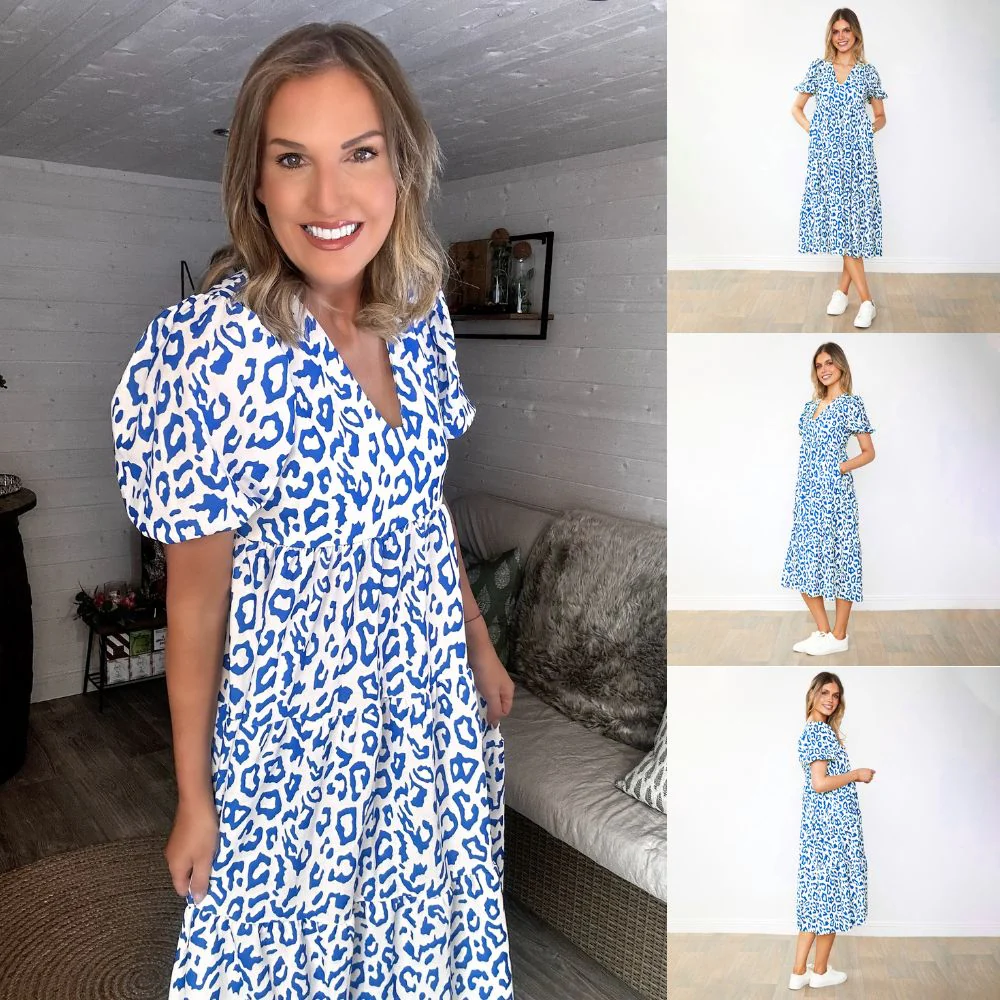 Mabel Dress (Leopard Blue) - Image 2