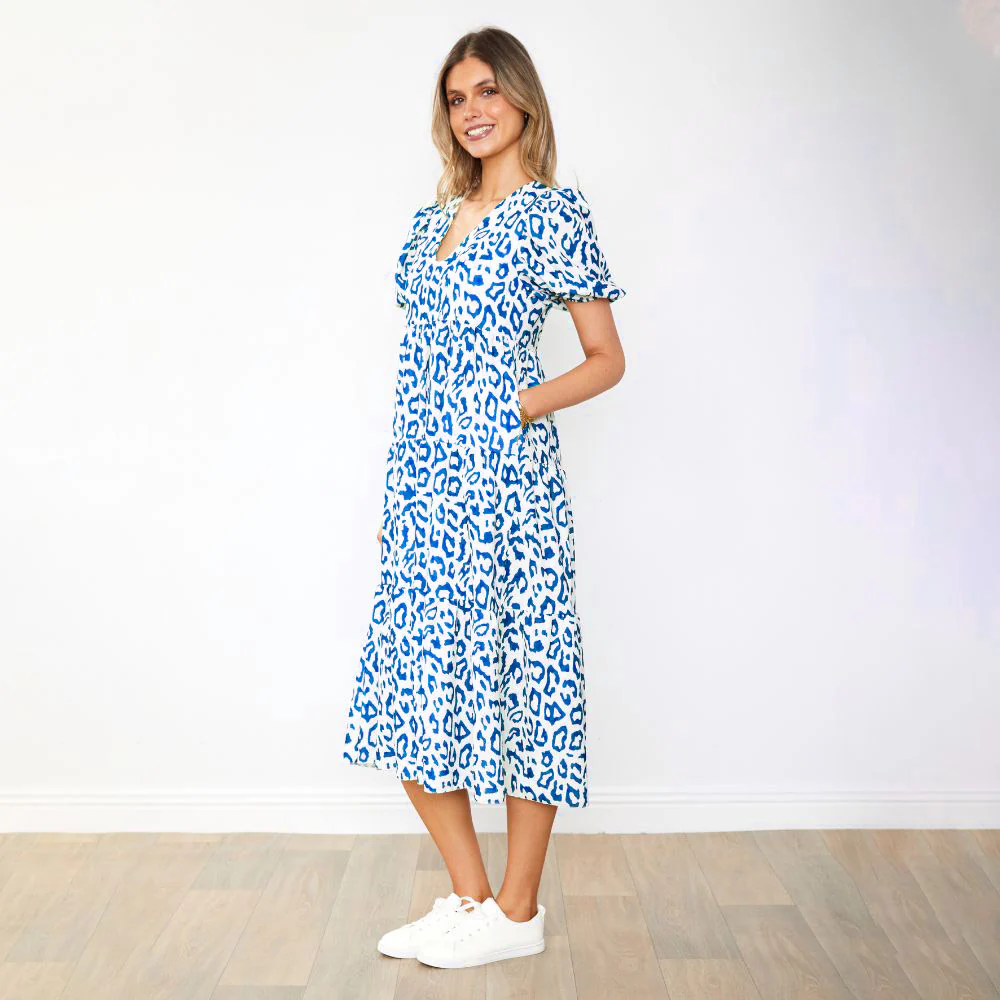 Mabel Dress (Leopard Blue) - Image 5