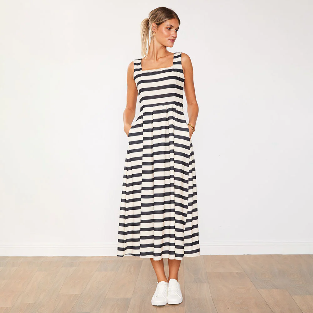 Maddie Dress (Black/Cream Stripe) - Image 10
