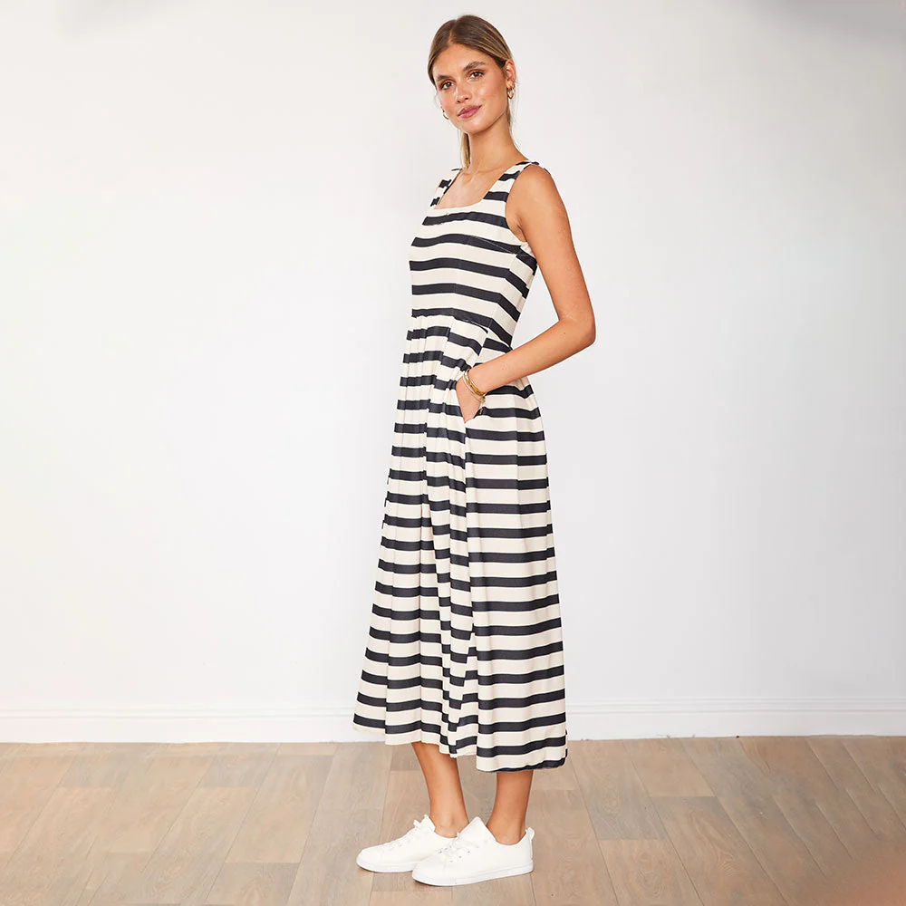 Maddie Dress (Black/Cream Stripe) - Image 11