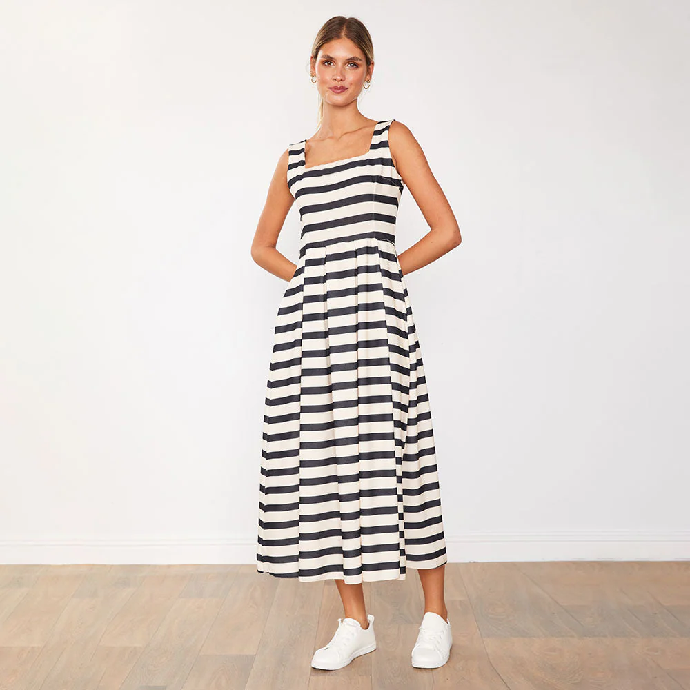 Maddie Dress (Black/Cream Stripe) - Image 12